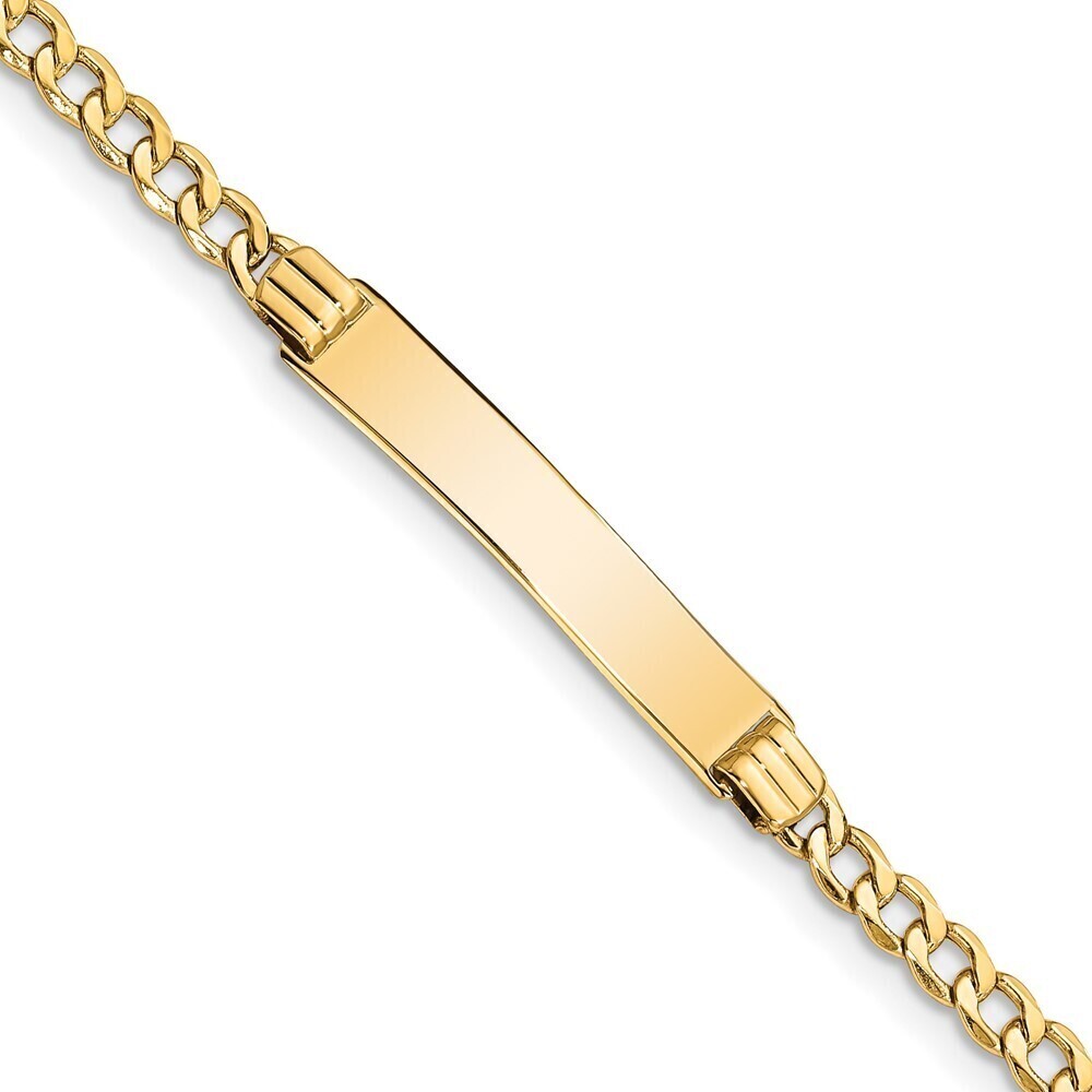 14k Yellow Gold Semi-solid Polished Cuban Id Bracelet